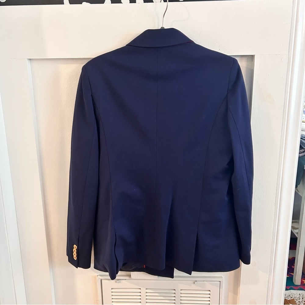 J.Mclaughlin Warrington Blazer Navy Blue Women's Blazer red collar - Picture 7 of 9